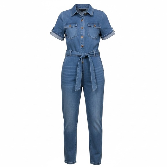 Haute Monde Pants - Haute Monde Blue Denim Jumpsuit